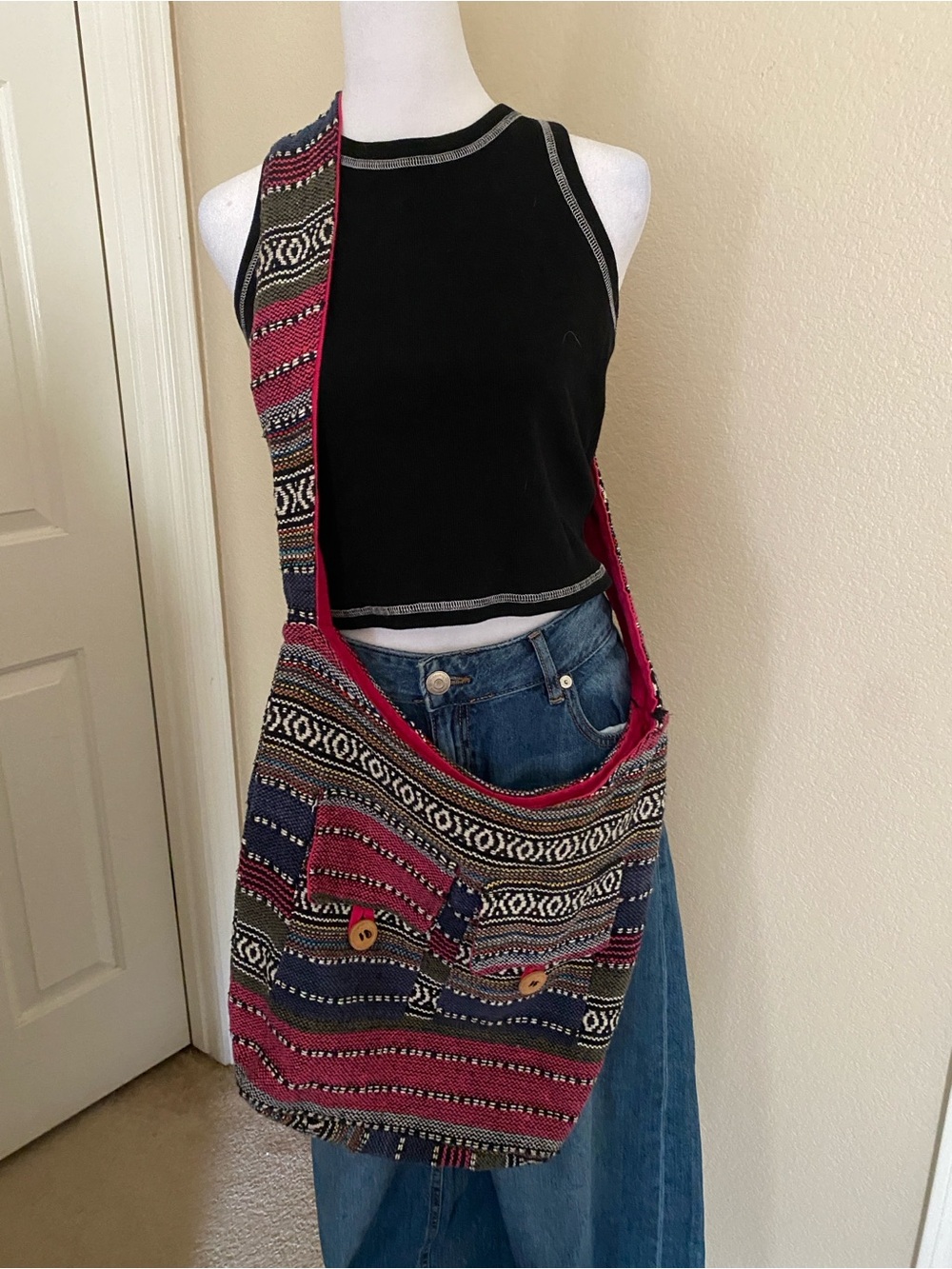 Handmade Peruvian Shoulder Bag boho festival vintage wool woven 90’s